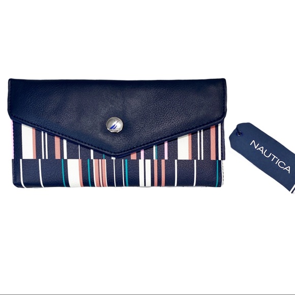 Nautica Money Manager RFID Women’s Wallet Clutch Organizer in Ribbon Stripe - Picture 6 of 12